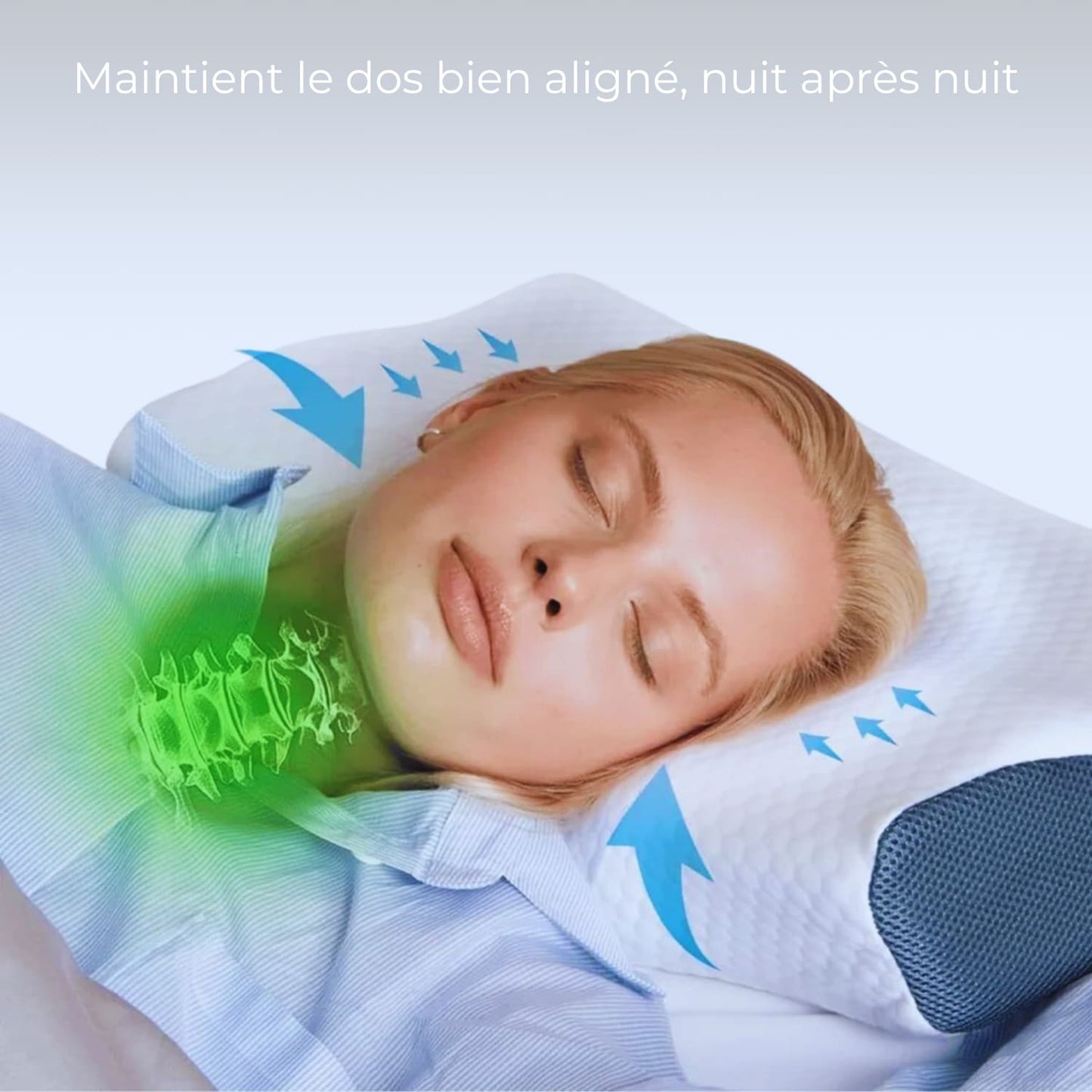 Oreiller ergonomique Elaglow® -  L’Oreiller Orthopédique Nouvelle Génération