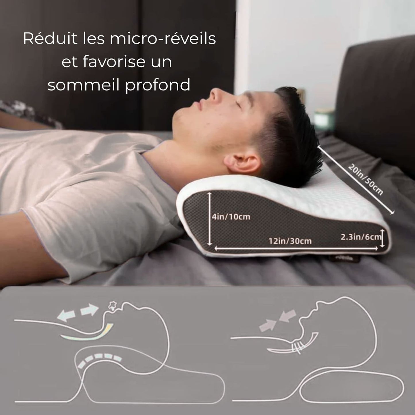 Oreiller ergonomique Elaglow® -  L’Oreiller Orthopédique Nouvelle Génération